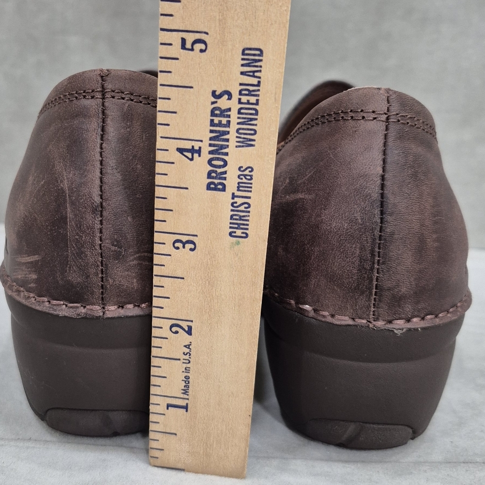 Merrell Emma clogs women's 7 brunette brown leather slip on elastic side panels - Picture 6 of 12